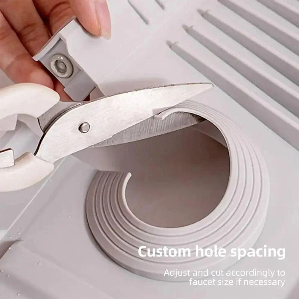 Non Slip Silicone Sink Drying Mat Slope Water Drip Catcher Reusable Countertop Protector  Counter