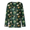 Womens's Fashion Casual Halloween Print V-neck Mid Length Pocket 3/4 Sleeve Top
