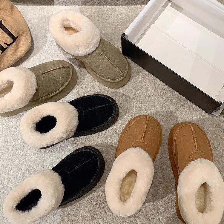 Snow Boots Women's New Winter Non-slip and Warm Flat-bottomed Muffin Thick-soled Small Short Boots and Bare Boots Cotton Shoes