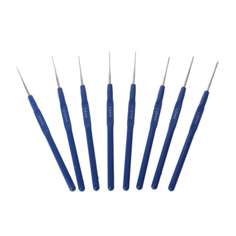 8pcs Metal Knitting Needles Crochet Hooks Kits With Ergonomic Grips 0.6-1.75mm top sale