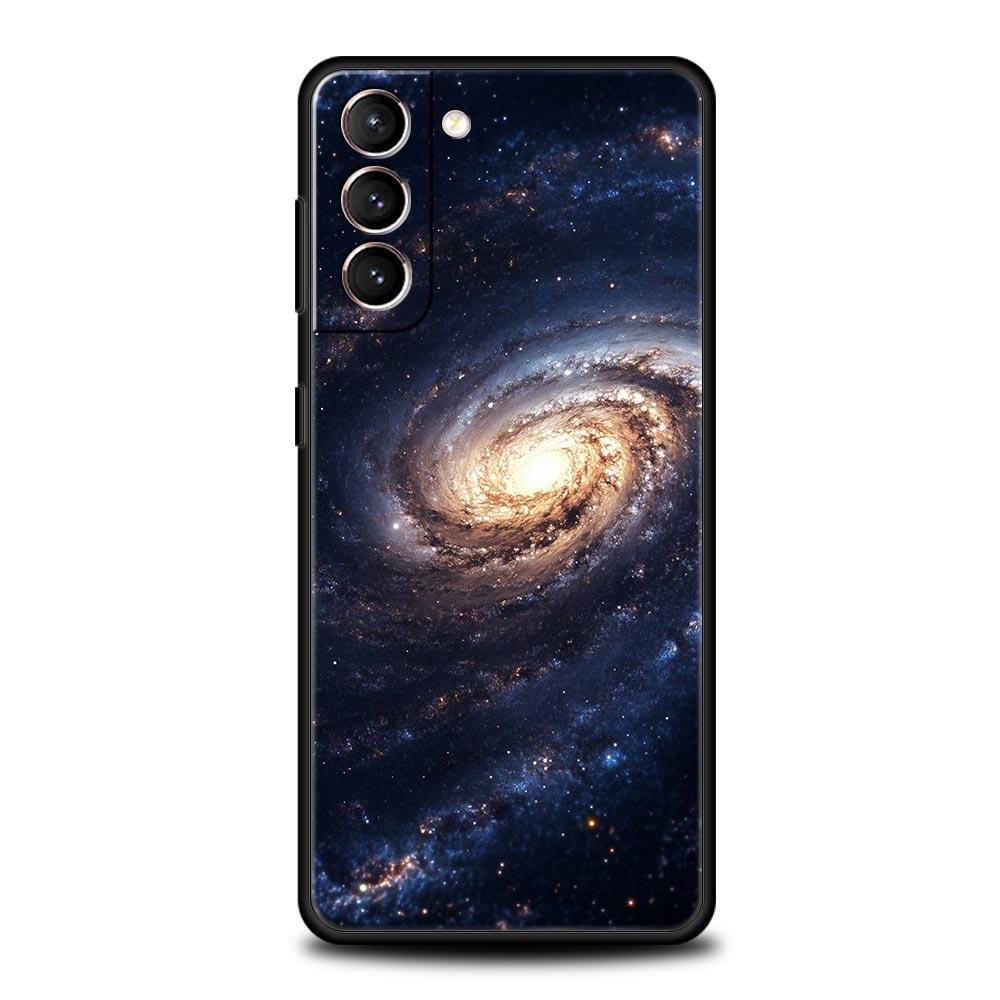 Moon Galaxy Universe Phone Case For Samsung Galaxy S26 Ultra S25 Plus S24 FE S23 S22 5G S21 S20 Cover Black Soft