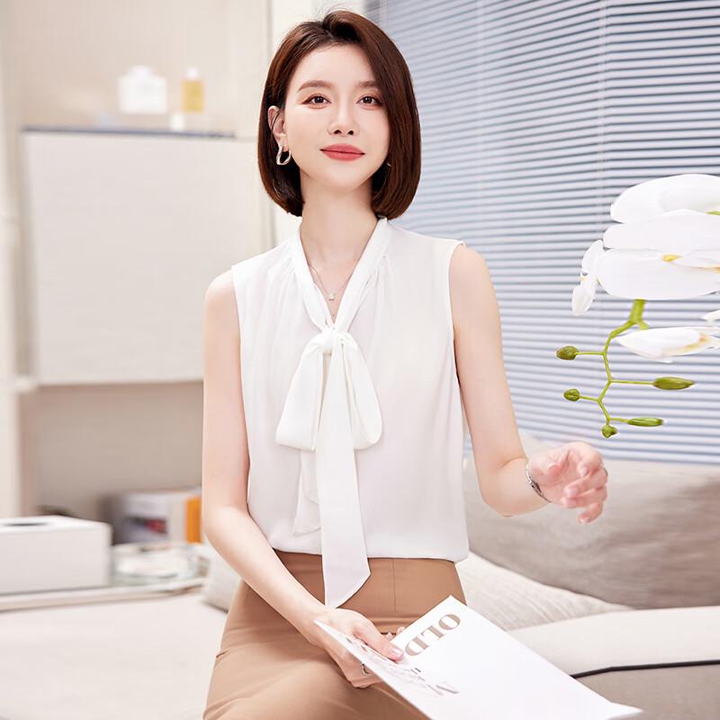 Women's Elegant V-neck Sleeveless Chiffon Blouse