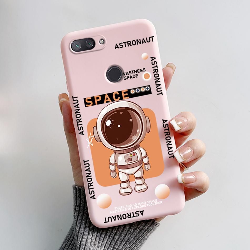 Para Xiaomi Mi 8 Lite Funda Moda Flor de Astronauta Silicona Suave Funda de Teléfono Para Xiaomi Mi 8 / Mi8 Lite Cubierta TPU Protectora Capa