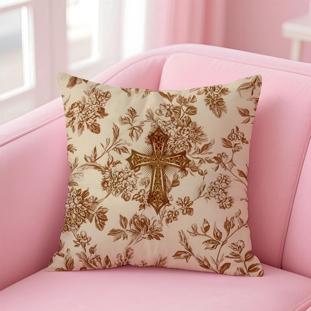 Sacred and Holy GGOD CCrucifix Cushion Cover Pillow Case Soft Skin Friendly Fabric Concealed Zipper