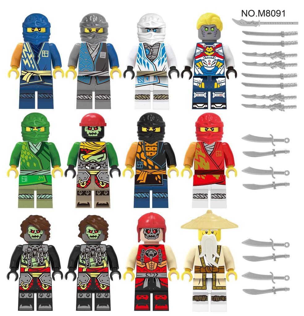 M8091 M8093 M8121 Mirage Assembled Building Block Figurine Toy Ninja With Weapon Bag