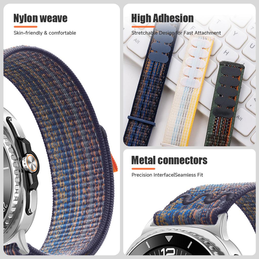 Nylon Sport Band For Samsung Galaxy Watch 8 40 44mm/8 Classic Hook And Loop Fastener Strap Bracelet For Galaxy 8 Classic 46mm