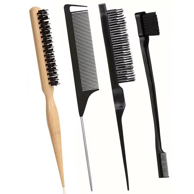 

Five-Piece Luxury Bristle Hair Brush and Comb Set Unisex Beater Brush Tip Tail Brush Double Headed Eyebrow Brush Oil Head Brush