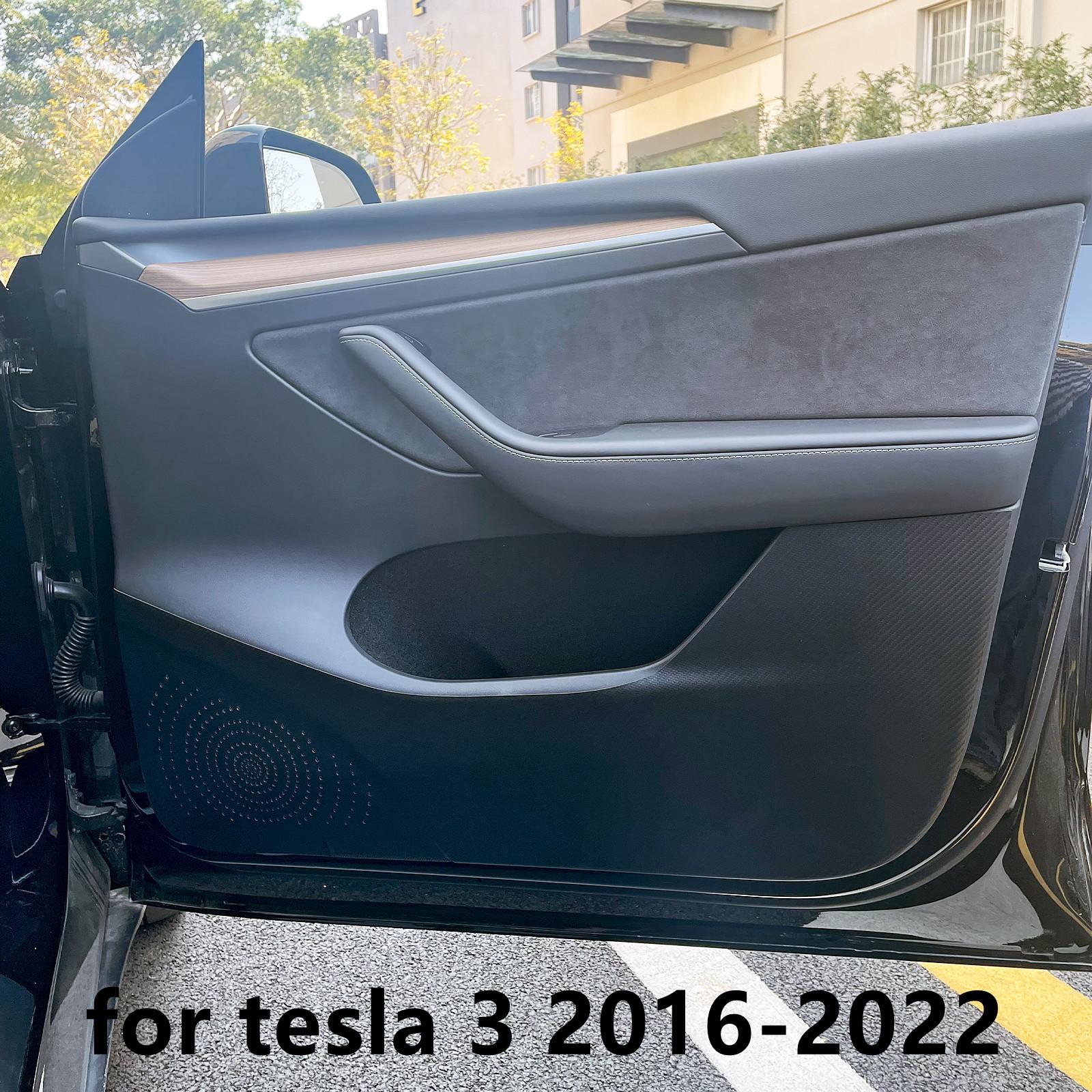 

Кожаная защитная пленка для дверей автомобиля, защита от ударов, для Tesla 2022, модель 3 Y, защитные наклейки, карбоновая отделка автомобиля чёрный