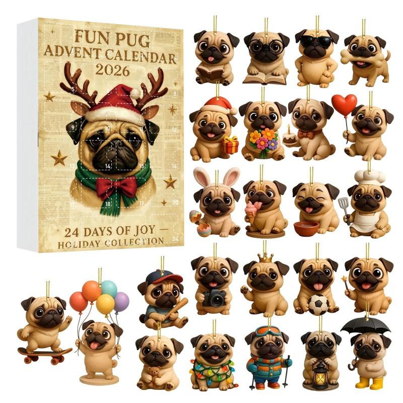 2026 Christmas Advent Calendar Blind Box Pet Series Acrylic Ornament Hanging Decor Tree