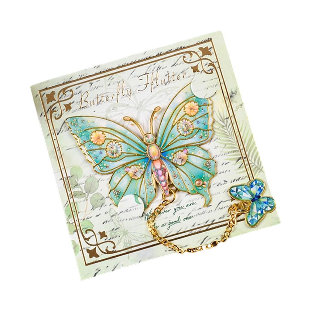 Elegant Butterfly Shape Metal Bookmarks with Chain Pendant Books Page Marker Reading Aid for Book Lover Readers Writers