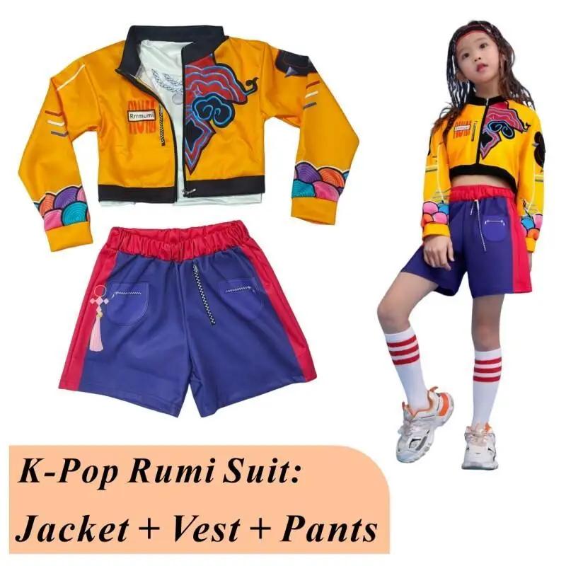 Children Zoey Mira Rumi Demon Hunters Cosplay Costume for Girl Halloween Movie K-Pop Group Idol Role Play Flying Sleeve Dress