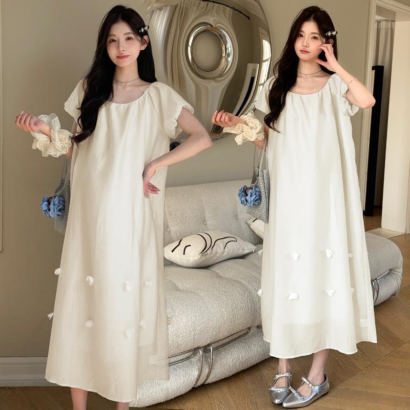 Elegant Korean-Style Maternity Dress 2026: Fresh, Loose, and Lightweight Over-the-Knee Summer Dress