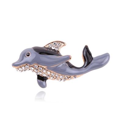 Delfin Öl Tropfen Brosche, Öl Tropfen Farberhaltende Galvanisierung Brosche, Legierung Diamant Anzug Accessoires Brosche Kleidungsnadel