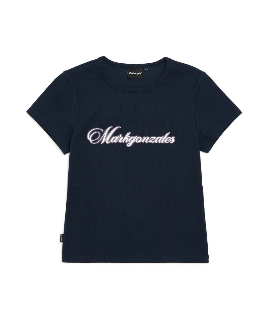 Mark Gonzales Women'S Mg Lettering Short Sleeve T-Shirt - Navy