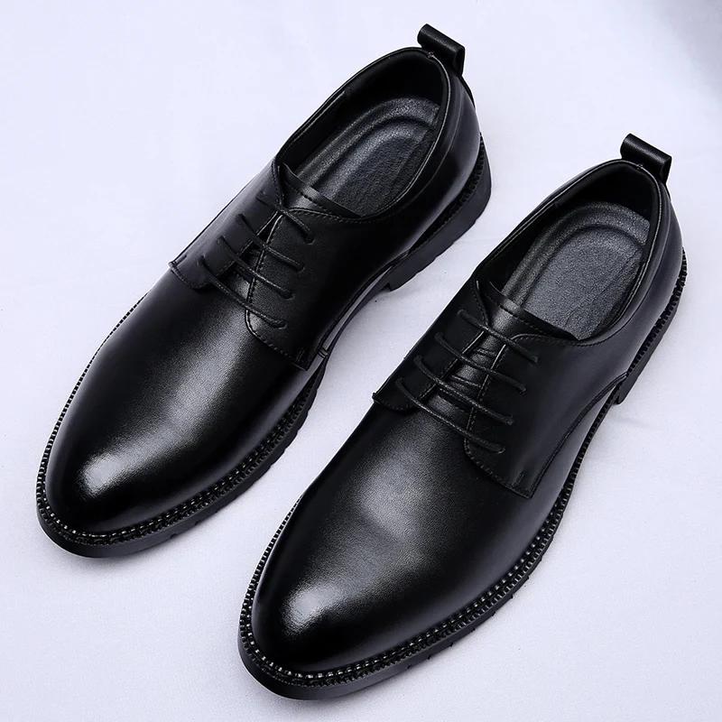 Мужские кожаные туфли на шнуровке — фото 5