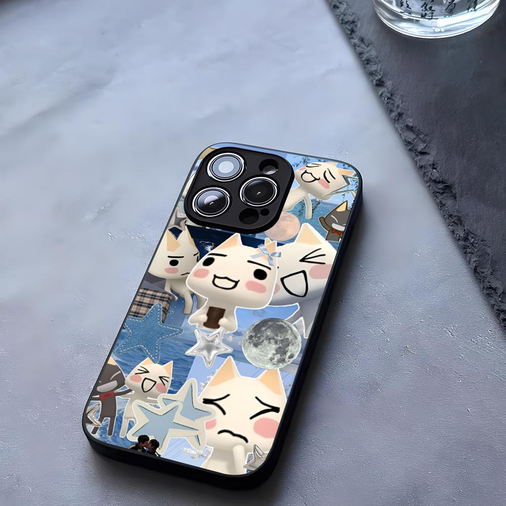 INS Cute Toro Inoue Cat Phone Case Tempered Glass For IPhone 17 13 14 16 12 15 11 Pro Max Plus Mini X XR SE2020 Coque