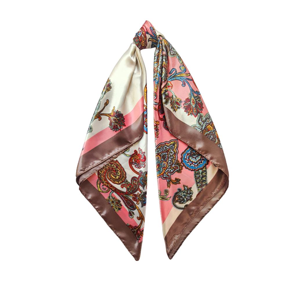 90cm Cashew-patterned scarf for women, headscarf, vintage print satin large scarf