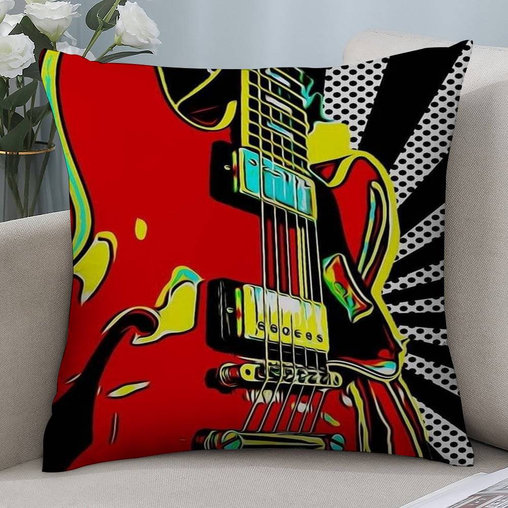 Vintage Rock Music Pillow Case Short Plush Double-sided Print Square Throw Pillow Covers Sofa Home Cushion Decor