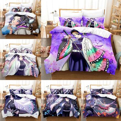 Kochou Shinobu Zestawy Pościeli Anime Demon Slayer Kołdra Nakrycie Łóżka Poszwa na Kołdrę Poszewka na Poduszkę Twin Single Queen King Nastolatki Prezenty