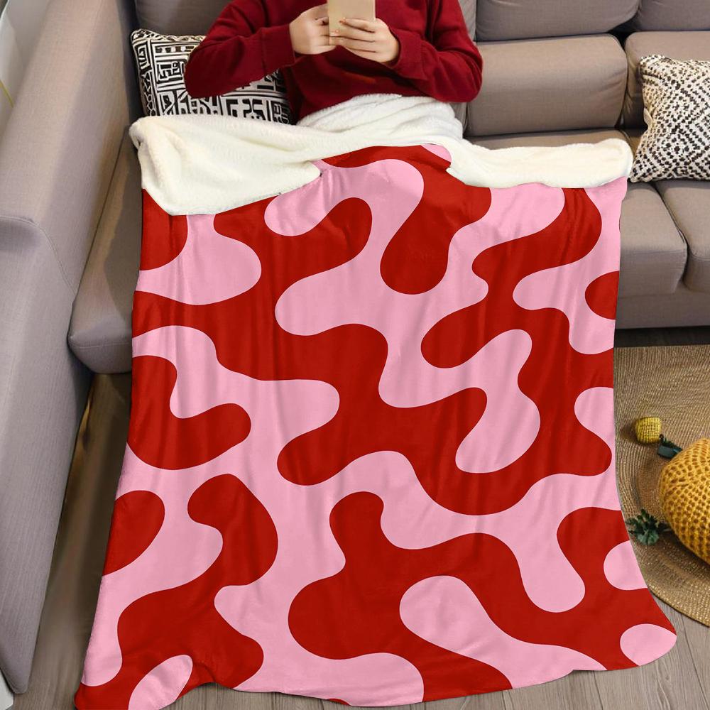 Artistic Red & Pink Fluid Flannel Blanket Warm Soft Halloween Christmas Couch Warm Cozy Decorative Decor Gift for All Season