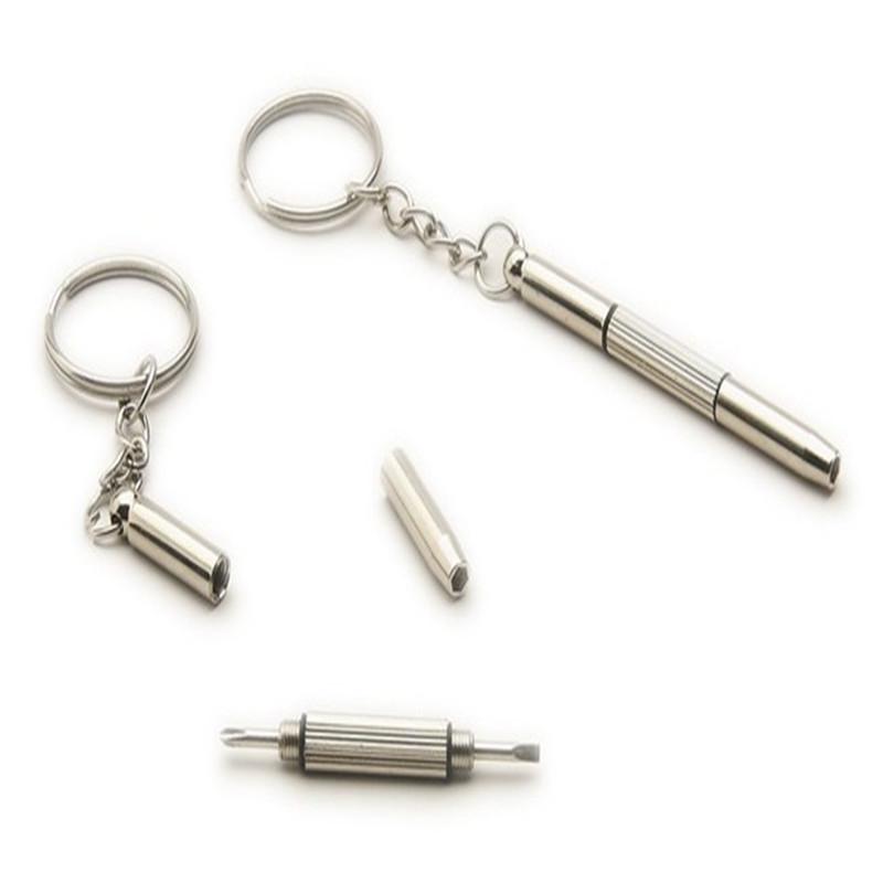 2 Pcs Portable Triple Multifunction Screwdriver Phillips Flathead Keychain Repair Mobile Phone Watch.