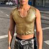 INCERUN Summer Men V Neck Glitter Sleeveless Party Clubwear Short Tank Tops