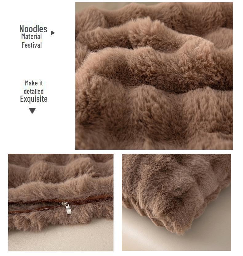 Origin Bubble Plüsch-Kissenbezug: Einfarbiger Kissenbezug aus Kaninchenfell-Imitat