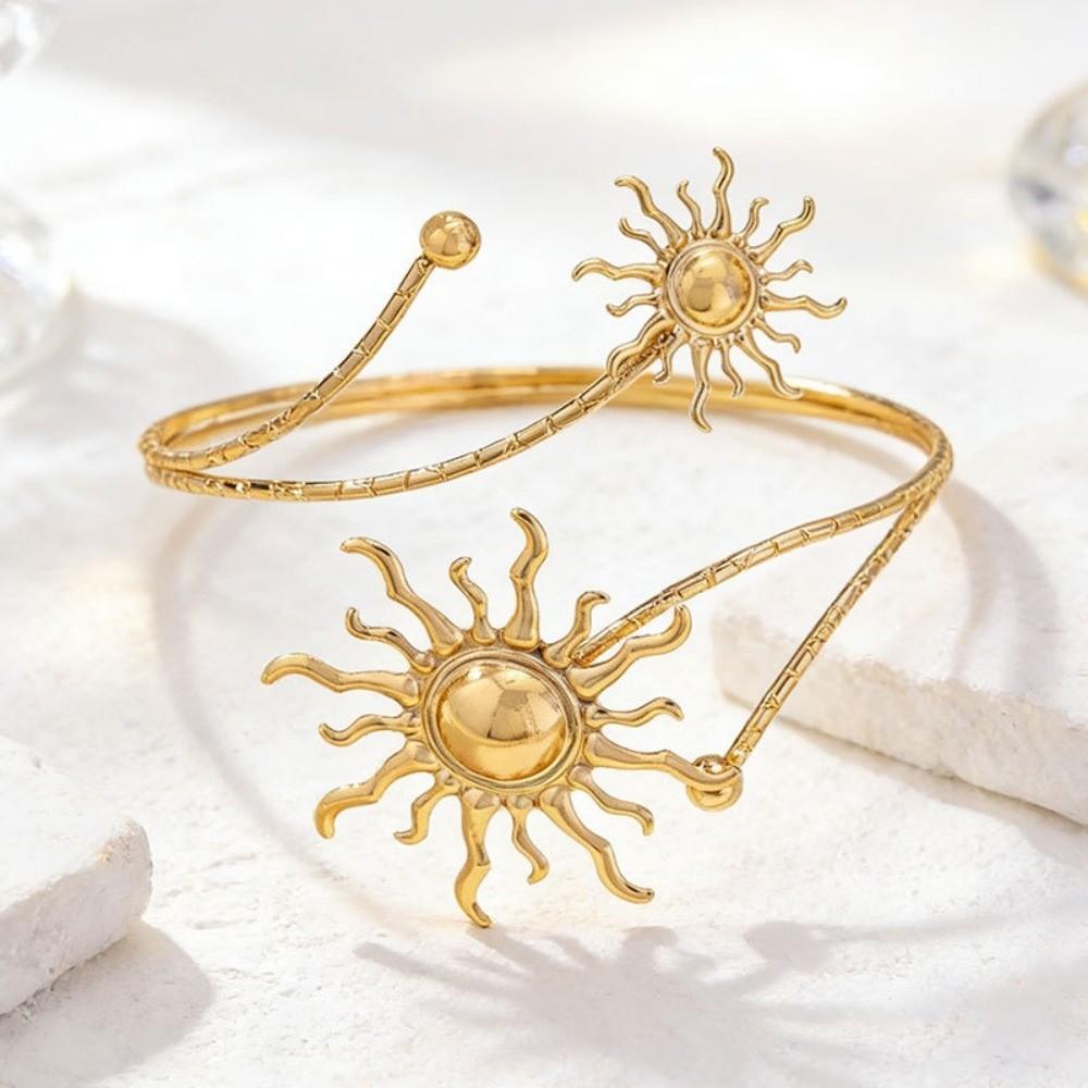 Gold Color Upper Arm Cuff Bracelet Sunflower Cuff Arm Ring Vintage Open Cuff Armlet Gifts