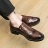 Business Dress Loafers For Men Crocodile Embossed Lace-Up Front Dress Shoes