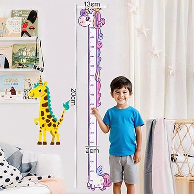 Cute Cartoon Height Sticker Unicorn Dinosaur Giraffe Wall Height Measuring Ruler Stickers For Kids Room Kindergarten Decor