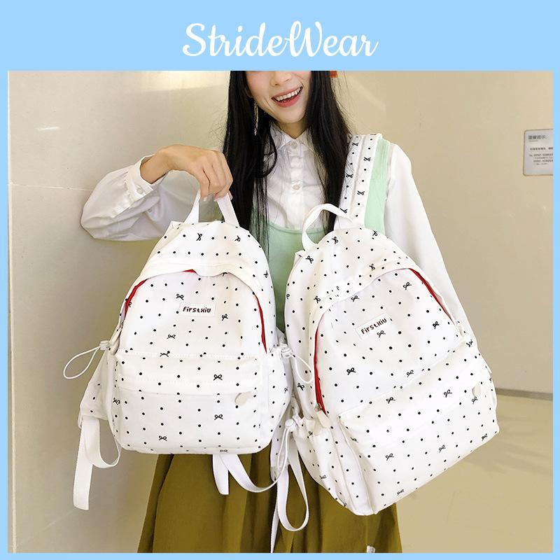 Printed Letter Dot Versatile Backpack With Lightweight Nylon For School Travel