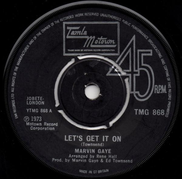 

7inch Record MARVIN GAYE Lets Get It On I Wish It Would R TMG868 TAMLA MOTOWN 1973 UK SoulFunk Used