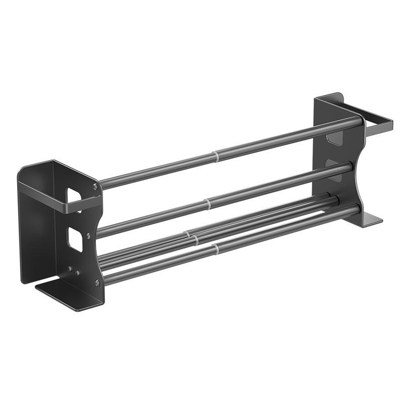 Magnetic Double-Layer Retractable Shoe Rack with Under-Hanging Basket for Door and Home Storage