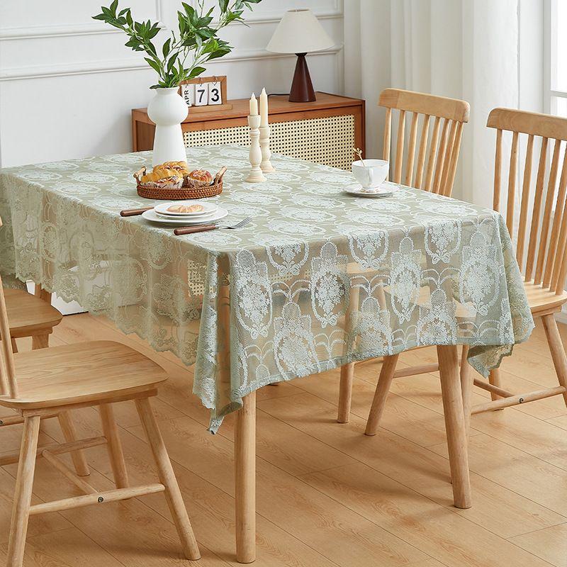Light Luxury Pastoral White Lace Tablecloth Embroidered Cloth Round Table Square Table Rectangular Tablecloth Table Cloth