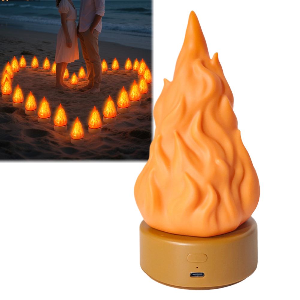 Falsche Flammenlampe Wiederaufladbares Simulationsfeuer Nachtlicht Für Outdoor-Camping Hof Halloween- & Weihnachtsfeierdekor Lampe