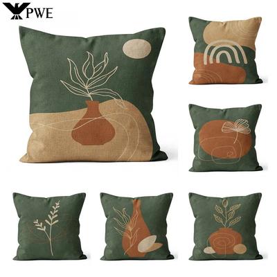 Modern Home Decor Throw Pillow Case Green Nordic Pillowcase Decorative 45x45cm Sofa Linen Scandinavian Style Cushion Cover