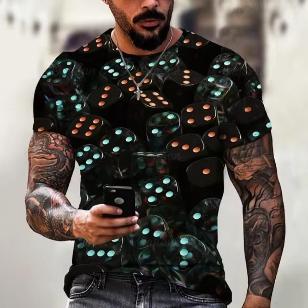 Design Optical Visual Illusion 3D Printing Men's Personalized Round Neck Short Sleeved T-shirt