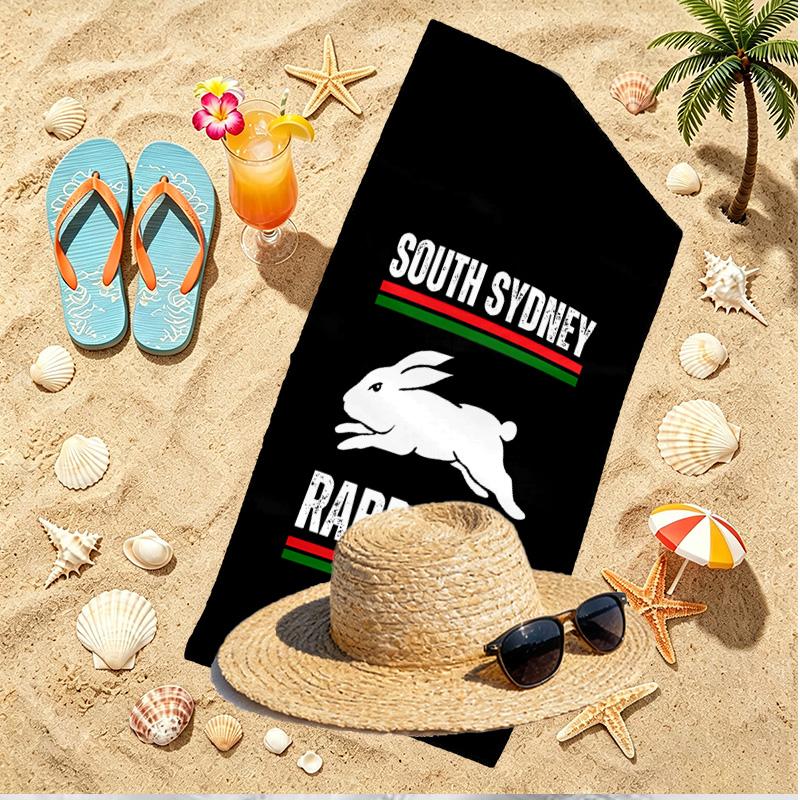 South Sydney Rabbitohs Print Beach Towel, Versatile Lightweight Absorbent Beach Towel for Pool Surf Yoga Bathroom, Perfect Birthday Holiday Gift