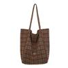Plaid Canvas Bag Women's Autumn and Winter New Tote Bag Casual Large Capacity Portable Shoulder Cloth Bag Lazy Wind