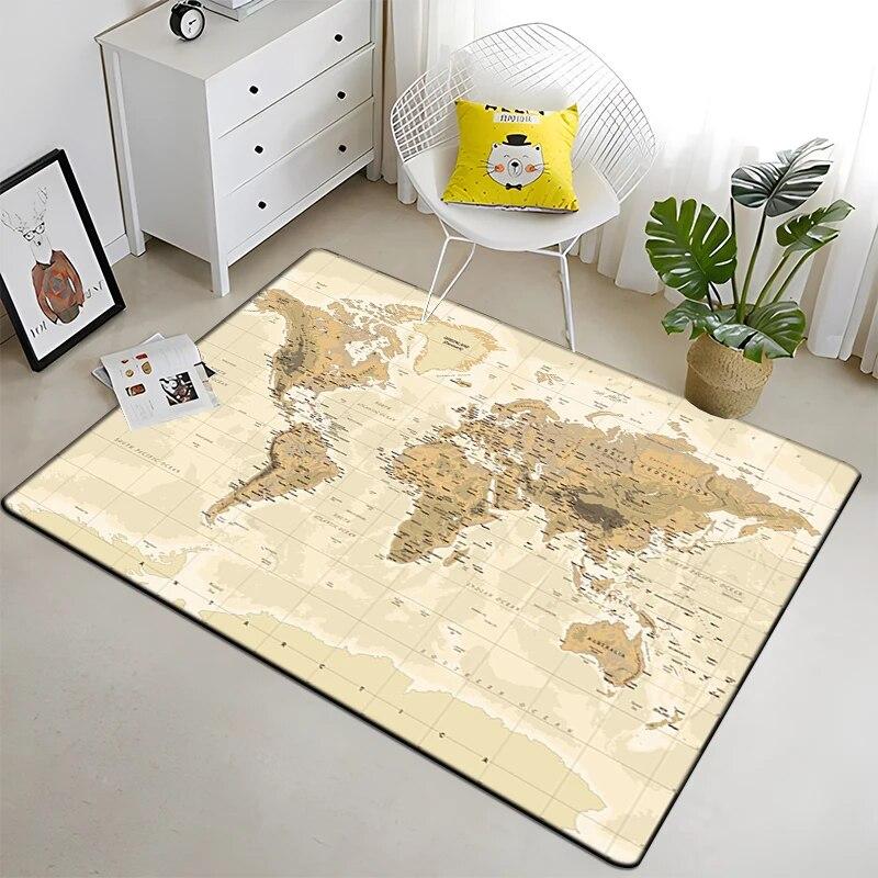 Retro navigace Mapa Vzor Dekorativní čtvercový koberec Moderní dům Obývací pokoj Podlaha Matná Ložnice Koberec Umění Plakát Podložka Vějíře Dárek