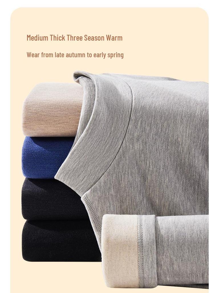 Men's Fleece-Lined Thermal Cashmere Silk Base Layer Set