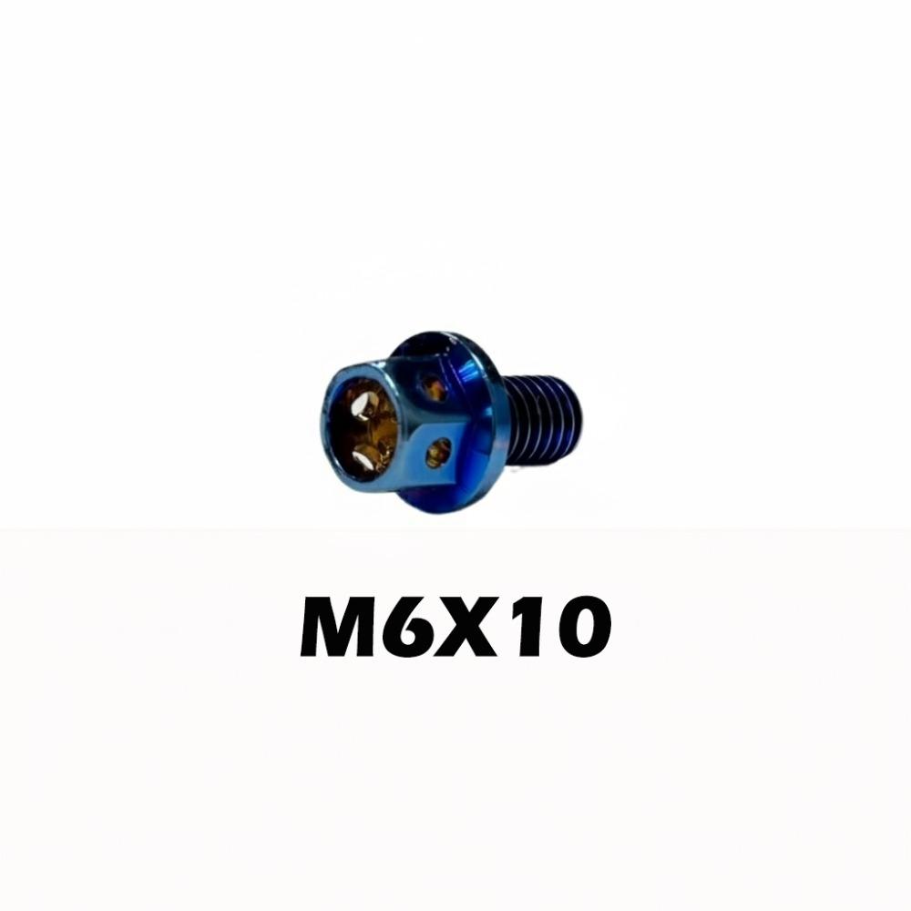 High Quality M6 Titanium Bolt With Drilled Holes Blue Hex Head Screws 10/15/20/25/30/35/40/45/50/60 Titanium Screws Motorcycle