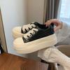 Höhenzunahme 6cm~ dicksohlige kleine weiße Schuhe Damen 2025 Frühling neue Höhenzunahme Muffin-Schuhe lässig vielseitig Big Head Brotschuhe