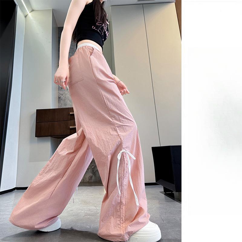 Wide-leg Pants Summer Women's Drape New High-waisted Casual Quick-drying Bow Sweatpants
