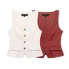 TAOP&ZA Spring/Summer Women's Double-Breasted Square Neck Slim Sleeveless Vest Top