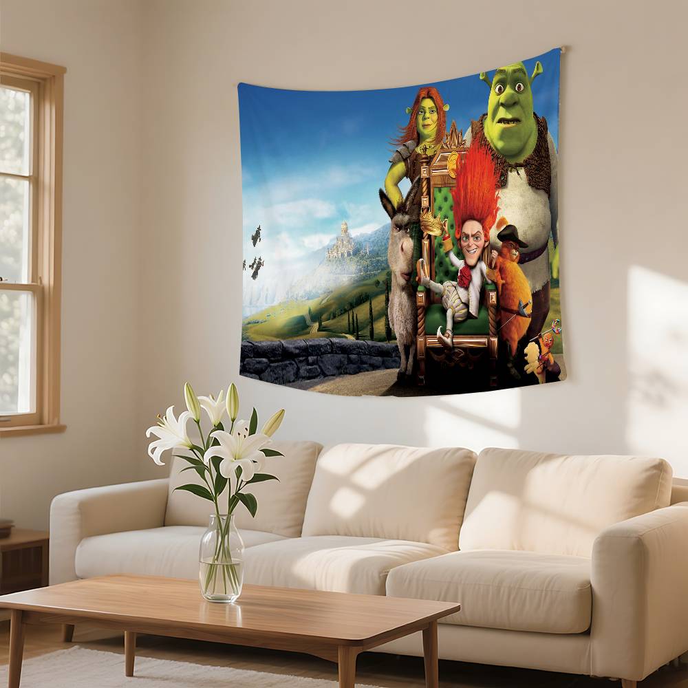 Funny Movie Sshrek Tapestry Wall Hanging Tapestry Art Deco Blanket Curtain Hanging At Home Bedroom Living Room Decor
