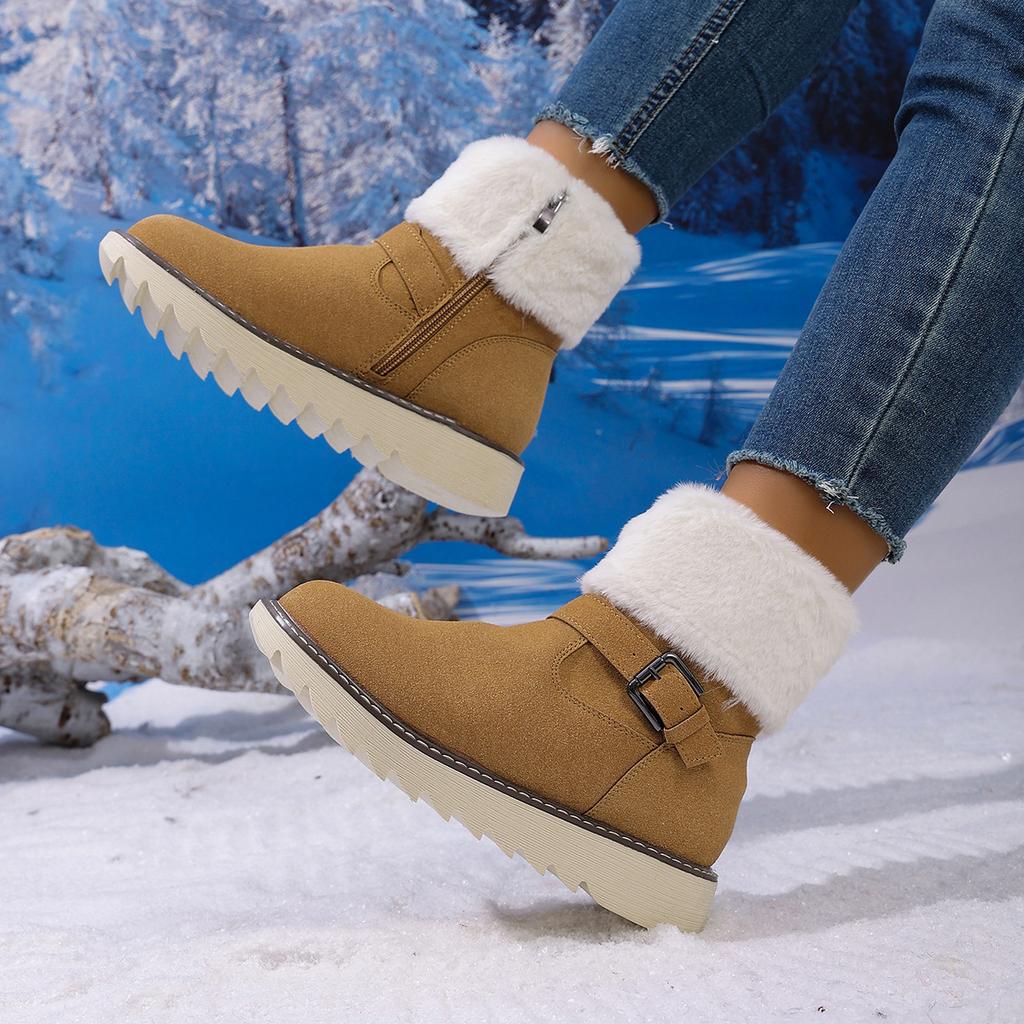 Women's Lightweight Comfortable Cold Warm Padded Snow Boots Non-slip Wear-resistant Outdoor Casual Sneakers Cotton Boots