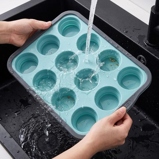 Cupcake Maker Mold Silicone Muffin Pan for Baking, 6/12-Cavity Easy Release Cake Flexible Baking Cups Mold, Food Grade Nonstick Kitchen