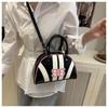 Sac à Bandoulière Rayé Color Block en Similicuir pour Femme Été Nouveau Sac de Soirée Semi-Cercle Sac à Main Sacoche Bowler Tendance