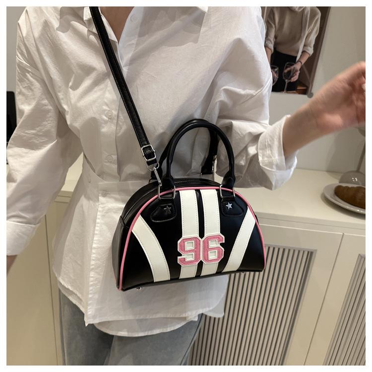 Sac à Bandoulière Rayé Color Block en Similicuir pour Femme Été Nouveau Sac de Soirée Semi-Cercle Sac à Main Sacoche Bowler Tendance